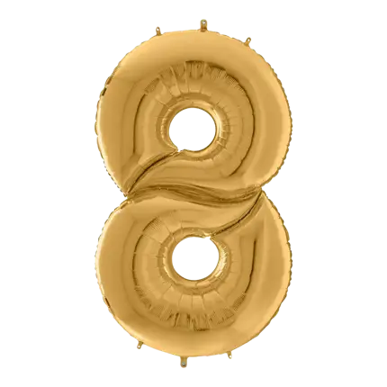 Anniversario Palloncino Giant numero 8 Oro 163cm