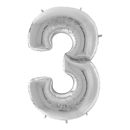 Pallone da compleanno numero 3 Gigante d'argento 163cm