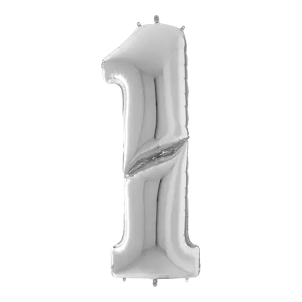 Compleanno Balloon Giant numero 1 Argento 163cm