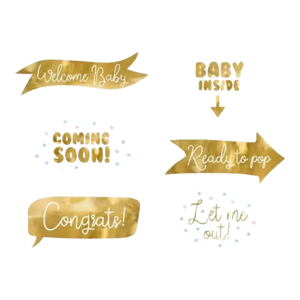 Photo Props Doccia Baby Shower Gold 6 pezzi