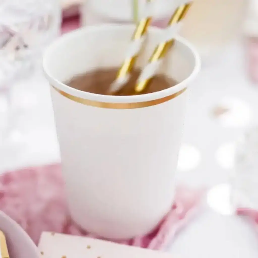 Tazza di carta bianca con bordo dorato (Set di 6)