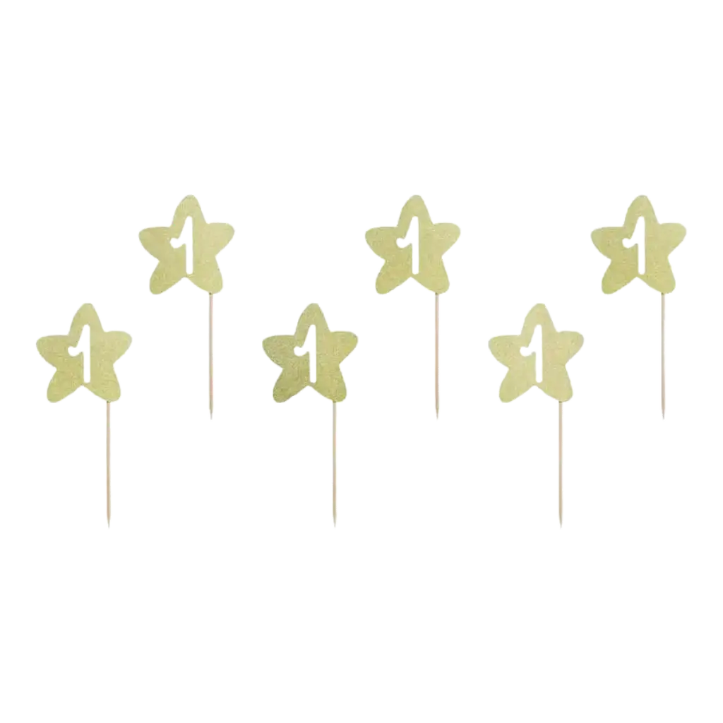 Decorazione per Cupcake 1° Compleanno glitter oro