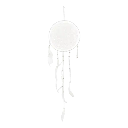 Acchiappasogni bianco con piume 94x30cm