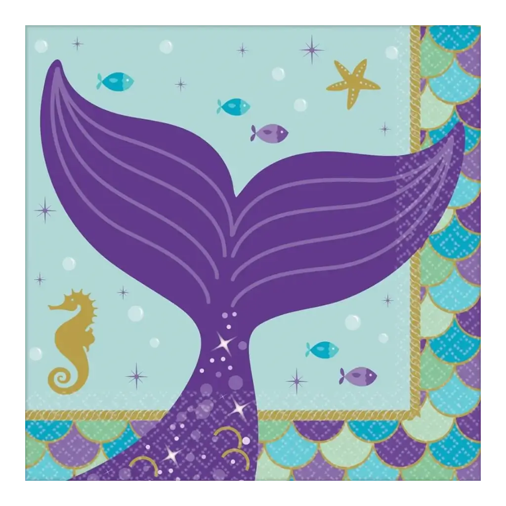 Tovagliolo sirena Let's Shellebrate 25x25cm