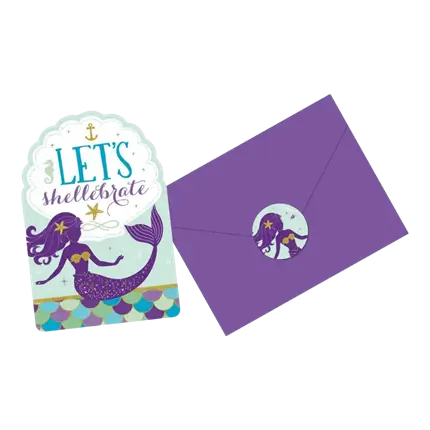 Invito + Busta sirena Shellebrate (set da 8)