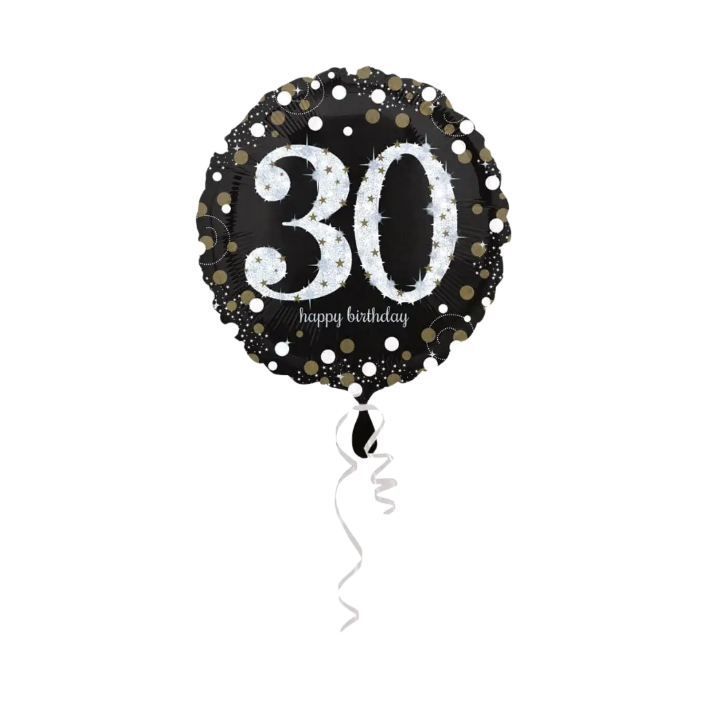 Pallone di compleanno rotondo 30 anni argento