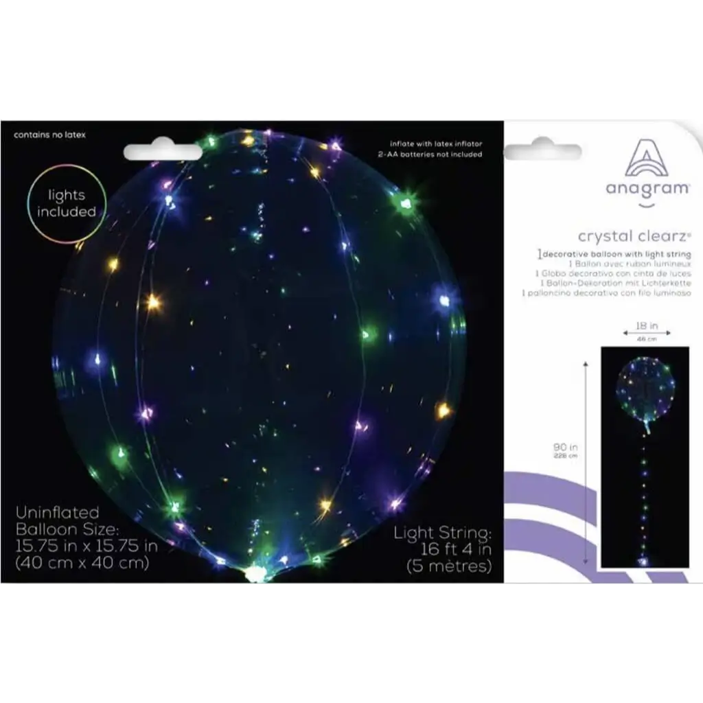 Palloncino LED multicolore trasparente ø40cm