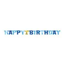 Ghirlanda di carta blu e oro Happy Birthday 1st 
