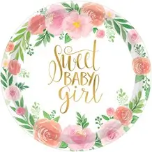 Piatto di carta floreale Sweet Baby Girl ø18cm (set da 8)