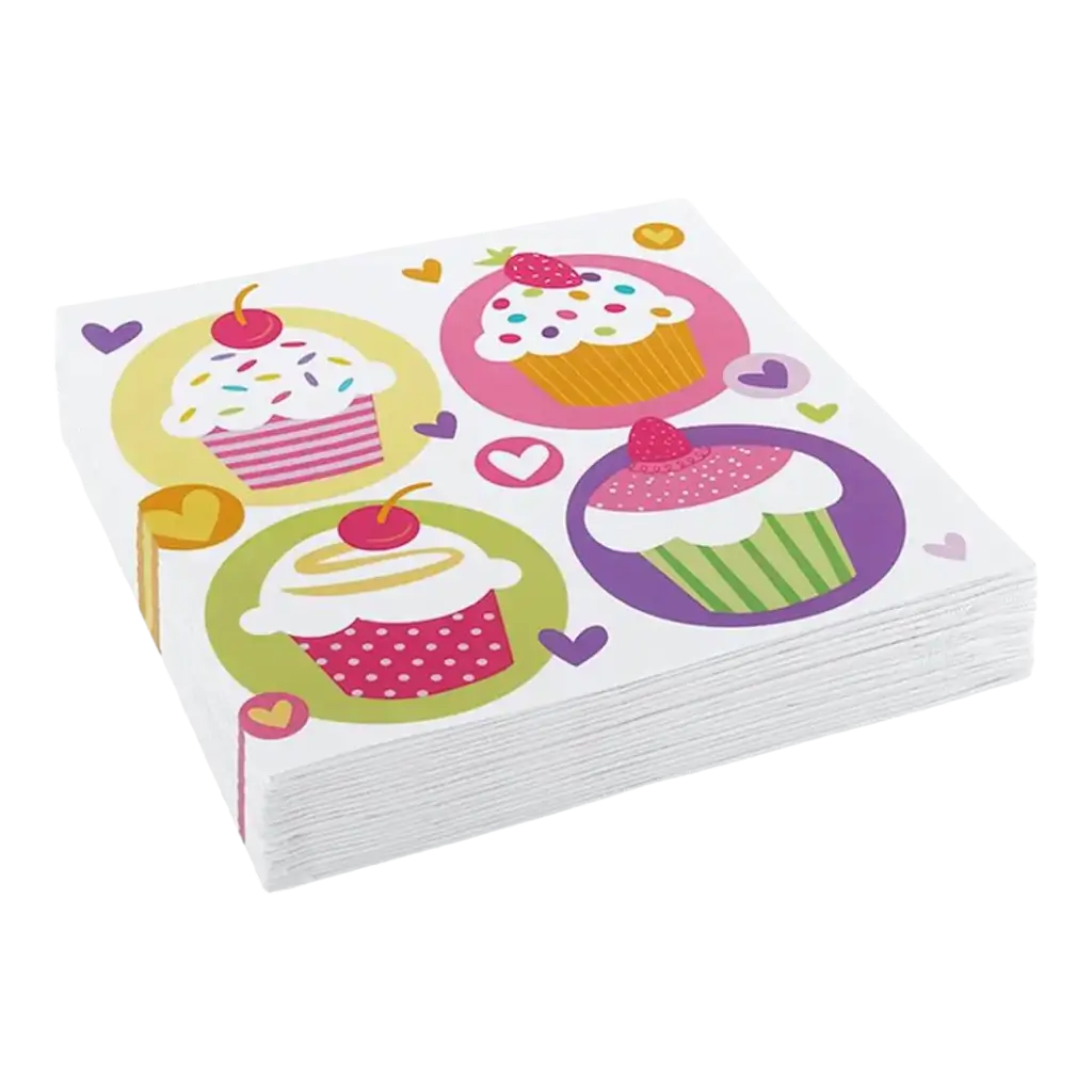 Tovagliolo di carta con motivo Cupcake (Set di 20)