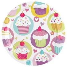 Piatto di carta con design Cupcake ø23cm (Set di 8)