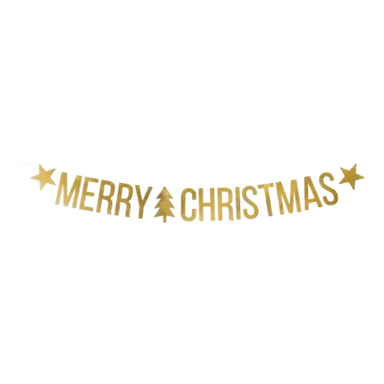 Ghirlanda di carta MERRY CHRISTMAS oro 150cm