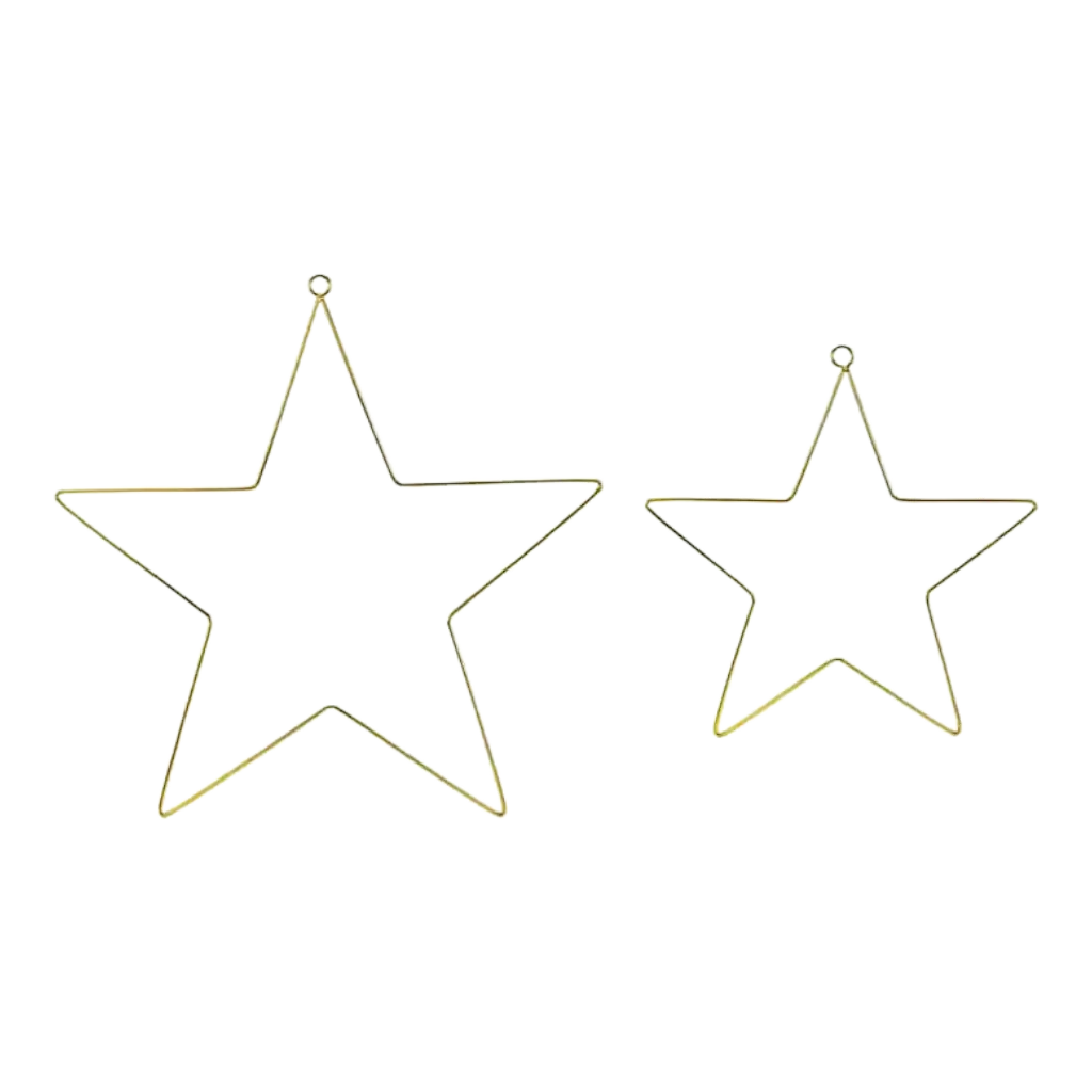 Stelle di metallo d'oro che appendono decorazioni (set di 2)