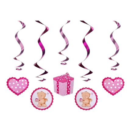 Decorazione Spirale rosa E' una Girl 60cm (5 pezzi)