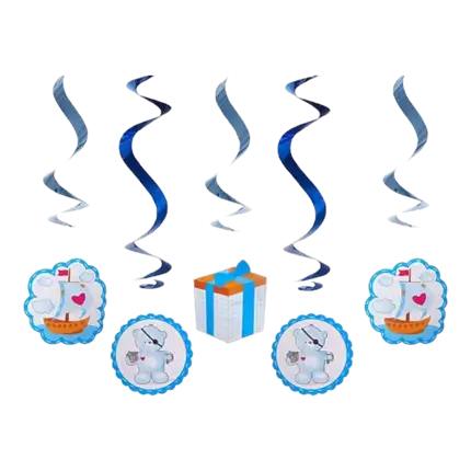 Decorazione Spirale blu È un ragazzo 60cm (5 pezzi)