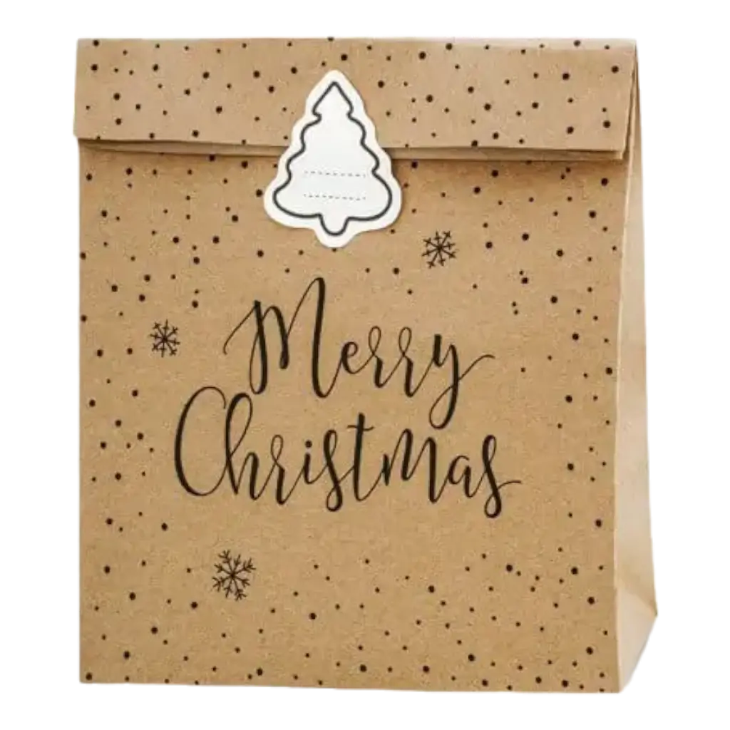 Merry Christmas sacchetto regalo di carta kraft (3 pezzi)