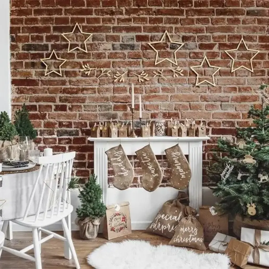 Decorazione in legno oro glitter star (3 pezzi)