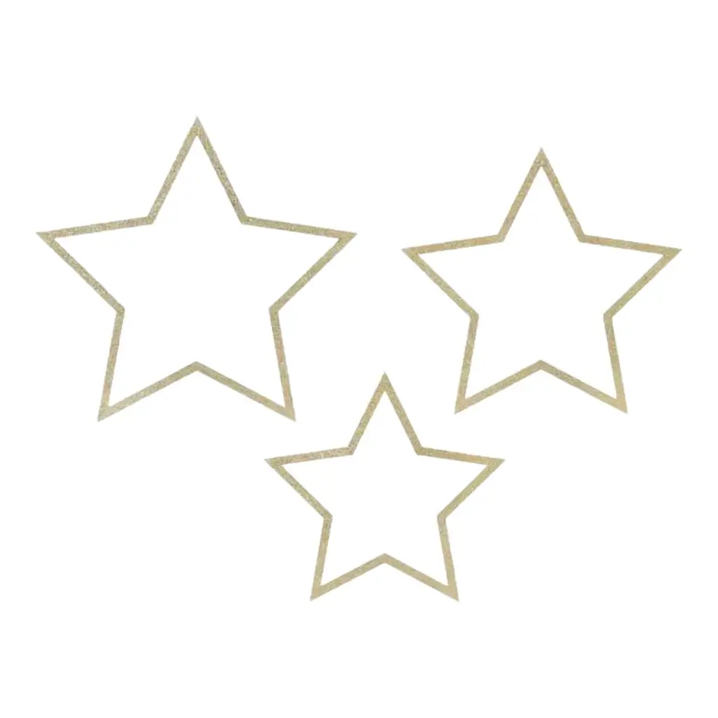 Decorazione in legno oro glitter star (3 pezzi)