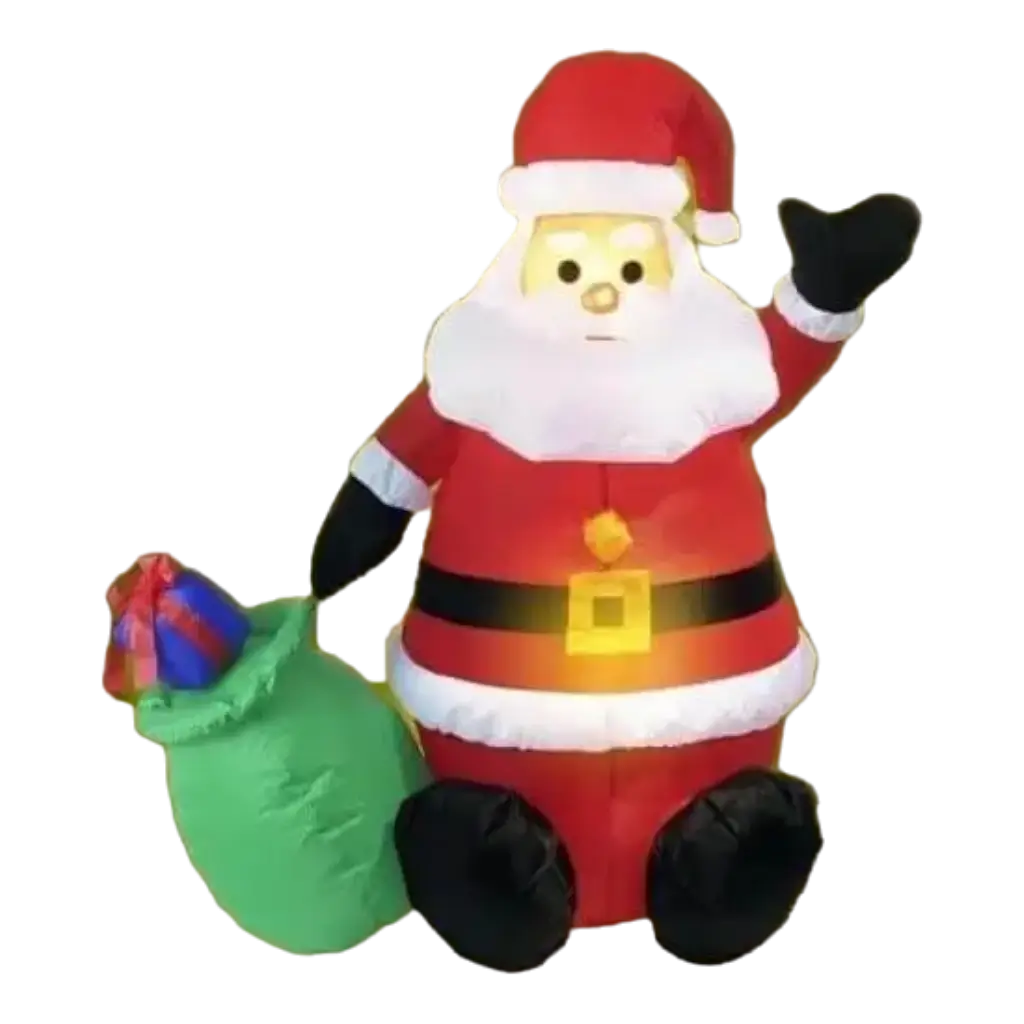 Babbo Natale gonfiabile illuminato con cappuccio 120cm