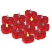 Candela a LED a cuore rosso fiamma tremolante