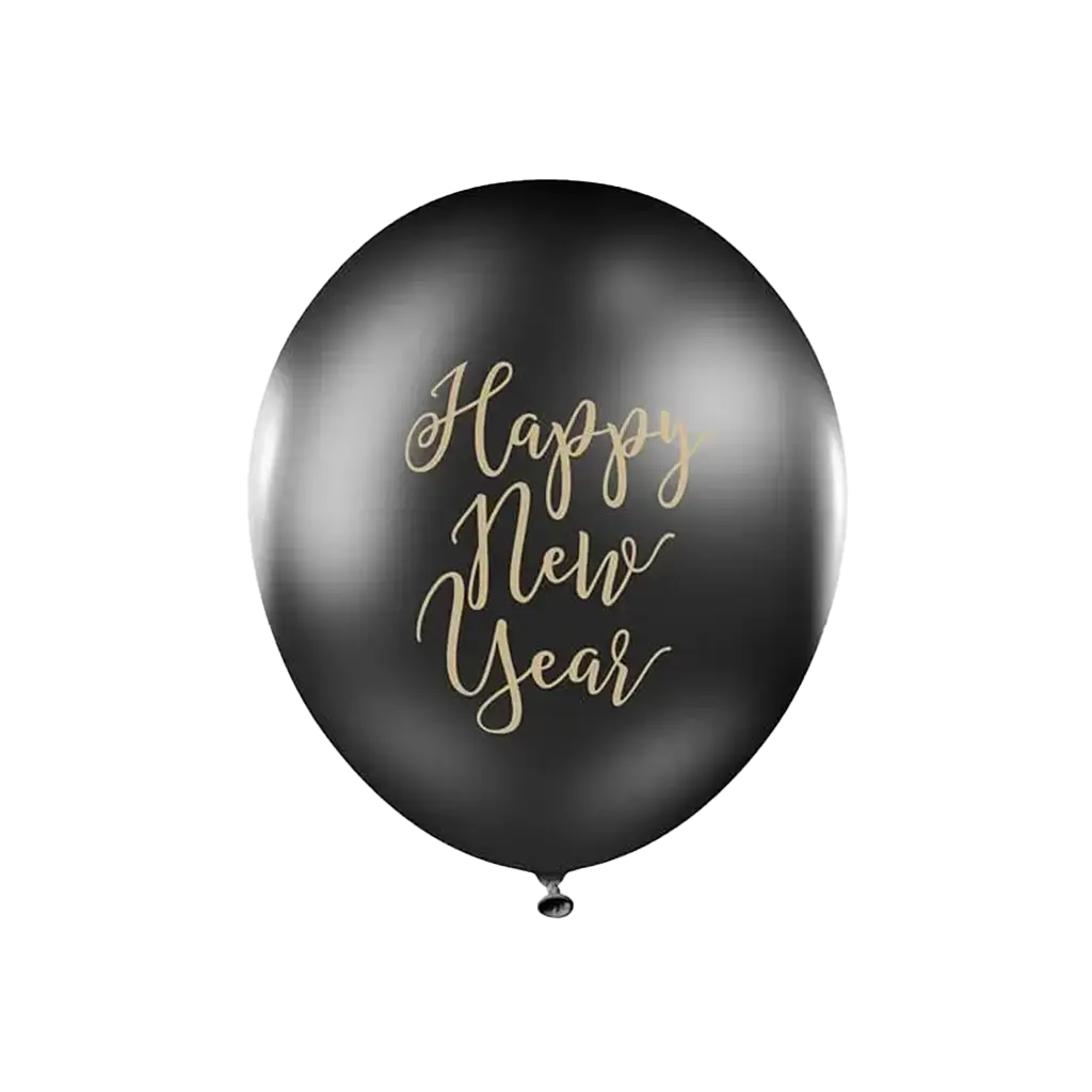 Set di 6 palloncini neri Happy New Year