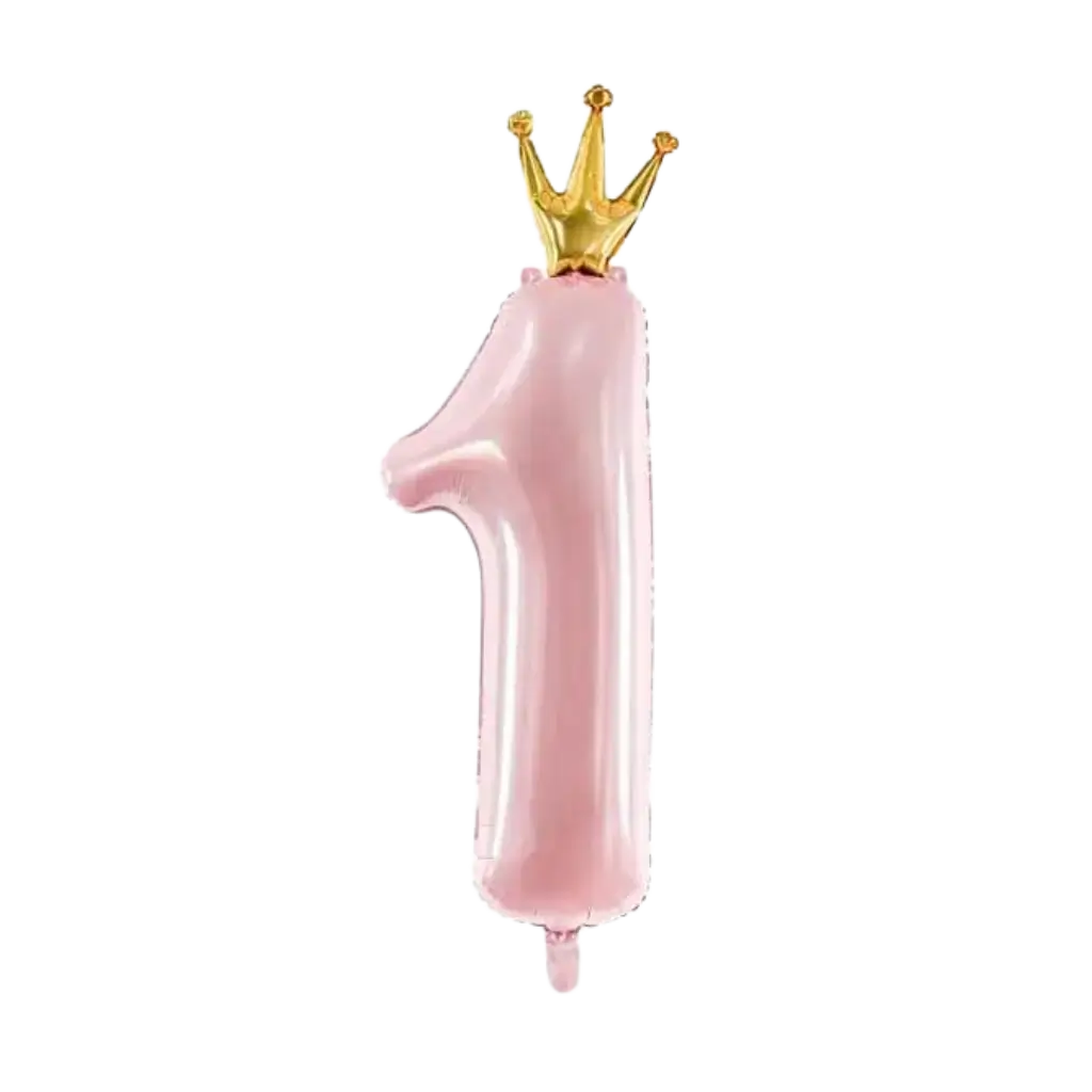 Palloncino rosa chiaro Figura 1 con corona