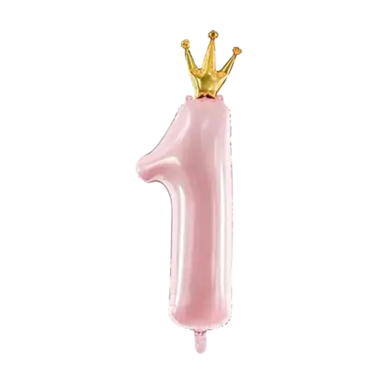 Palloncino rosa chiaro Figura 1 con corona