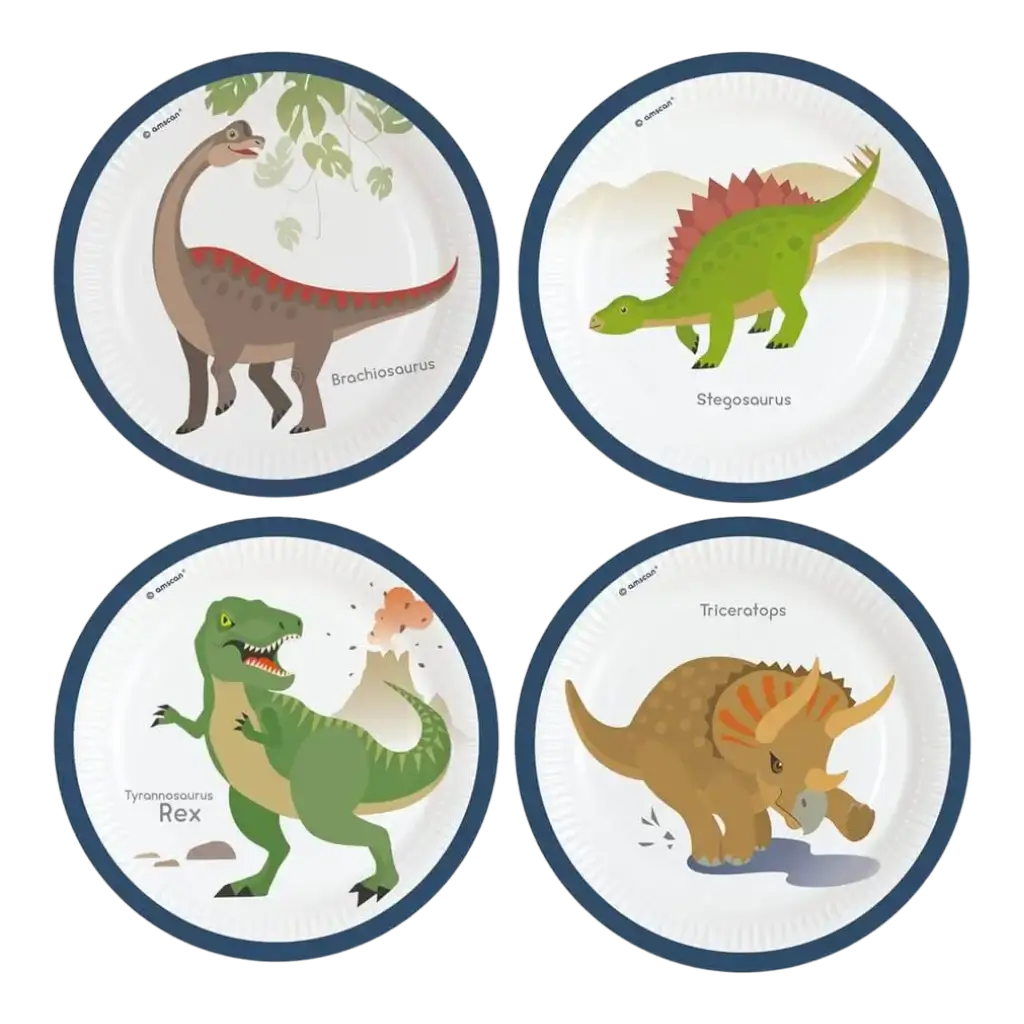 8 piatti di carta Dinosaur ø23cm