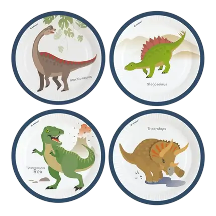 8 piatti di carta Dinosaur ø23cm