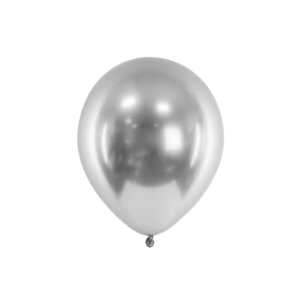 50 palloncini in metallo brillante argento