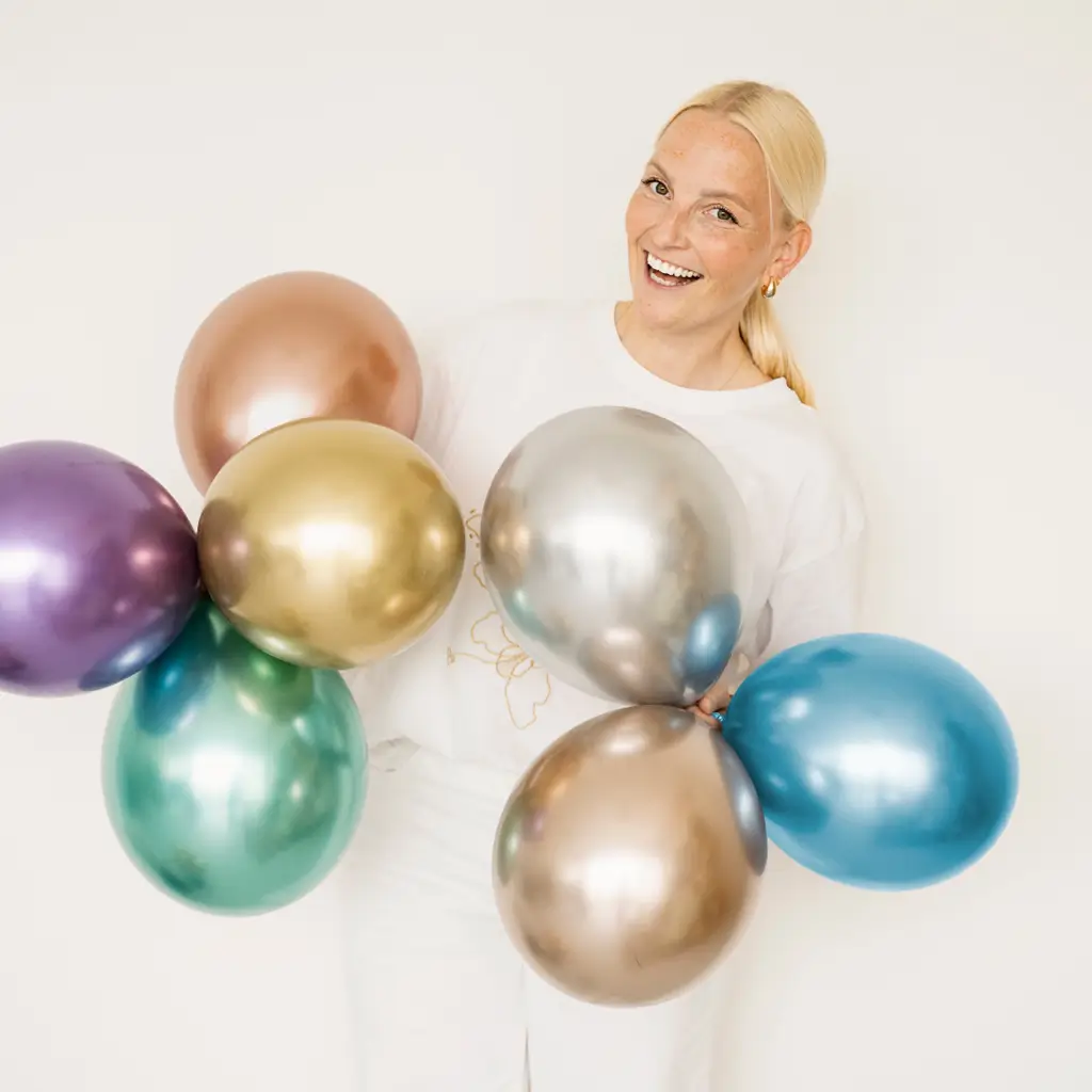 50 palloncini in metallo brillante argento