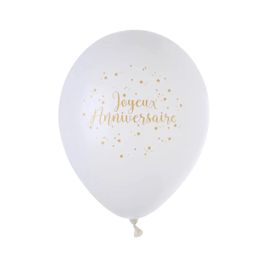 Palloncino di buon compleanno bianco metallico (set di 8)