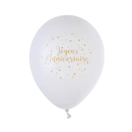 Palloncino di buon compleanno bianco metallico (set di 8)