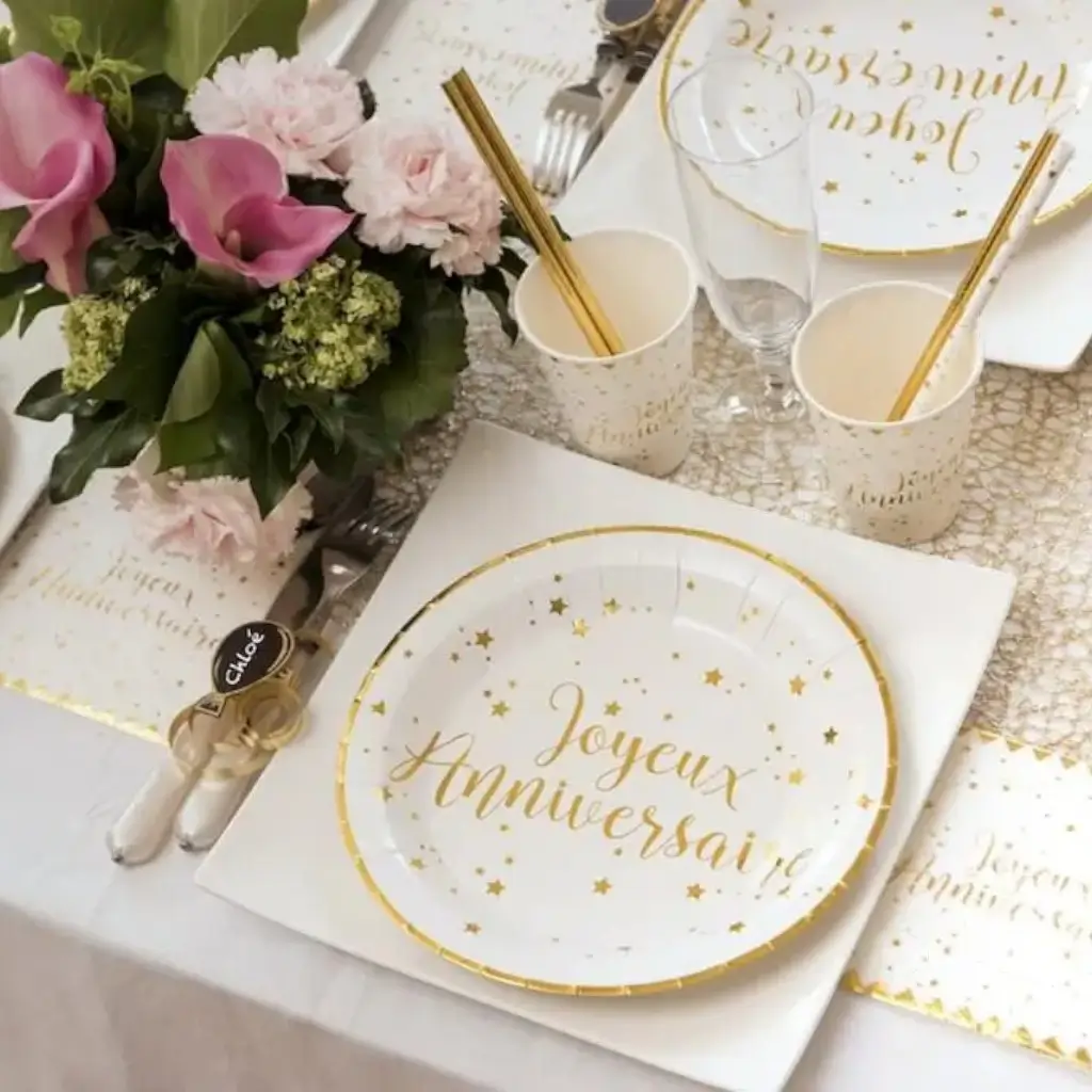 Tovagliolo d'oro di buon compleanno (set di 20)