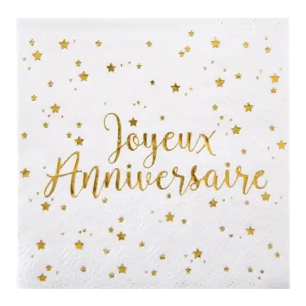 Tovagliolo d'oro di buon compleanno (set di 20)