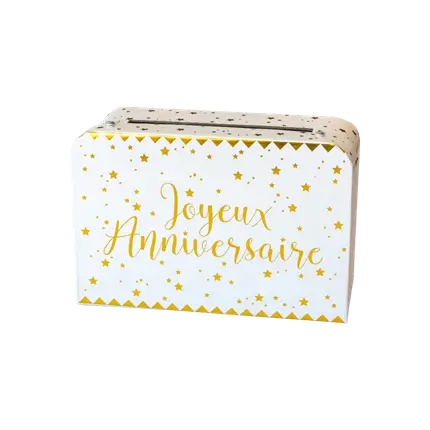 Urna di carta Happy Birthday oro/bianco