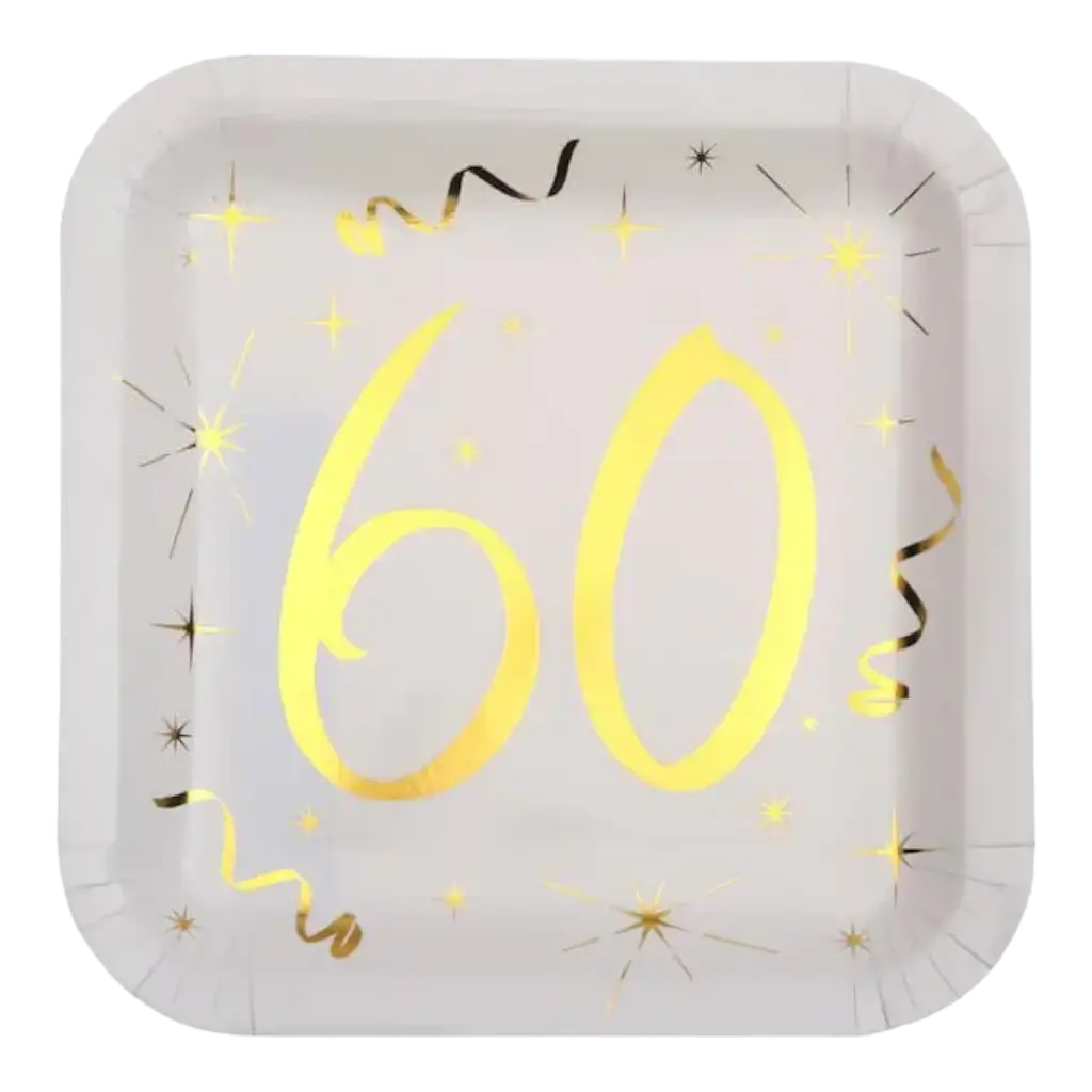Piatto quadrato Bianco/Oro 60 anni