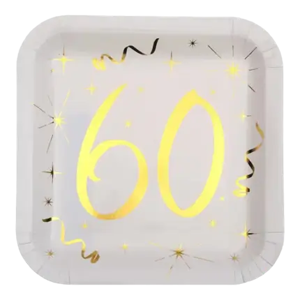 Piatto quadrato Bianco/Oro 60 anni