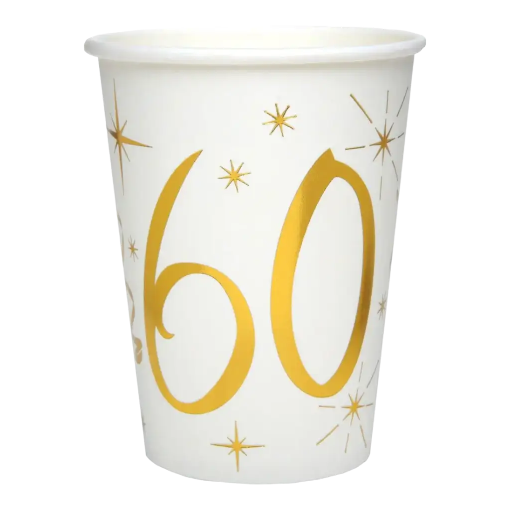 Bicchiere di carta Bianco/Oro 60 anni