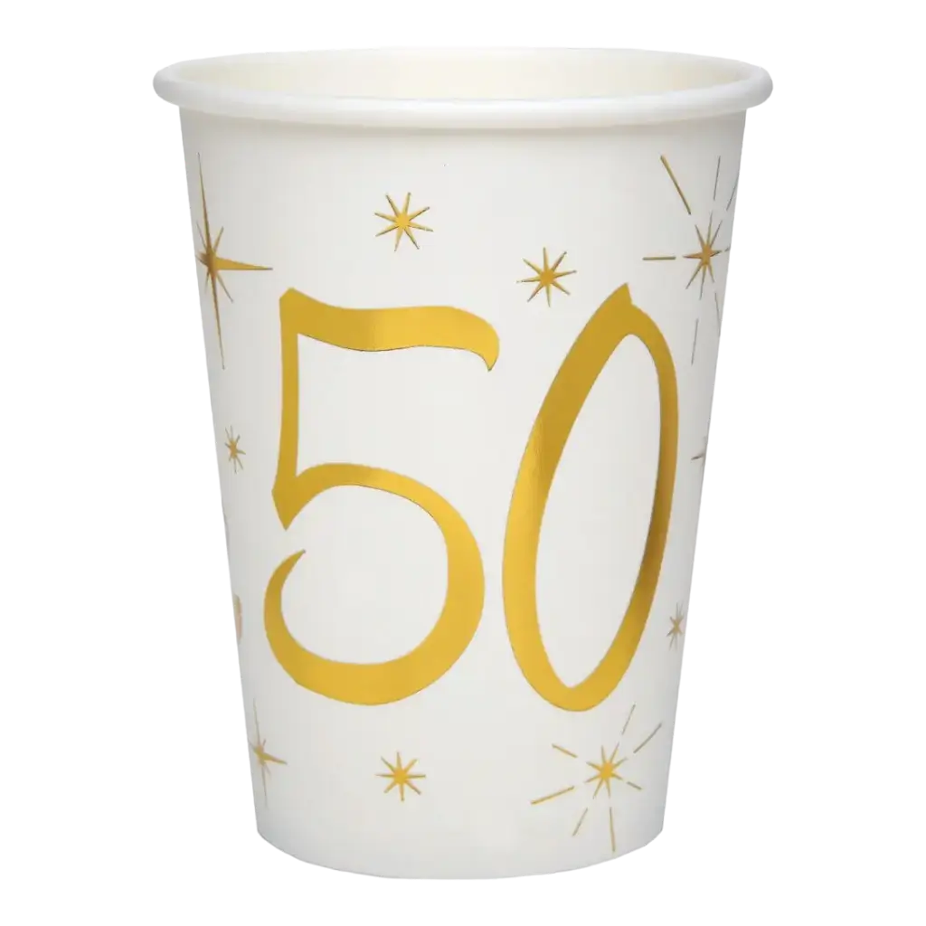 Bicchiere di carta Bianco/Oro 50 anni