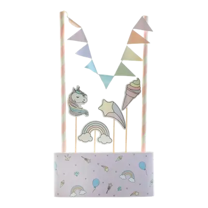 Decorazione torta unicorno rosa