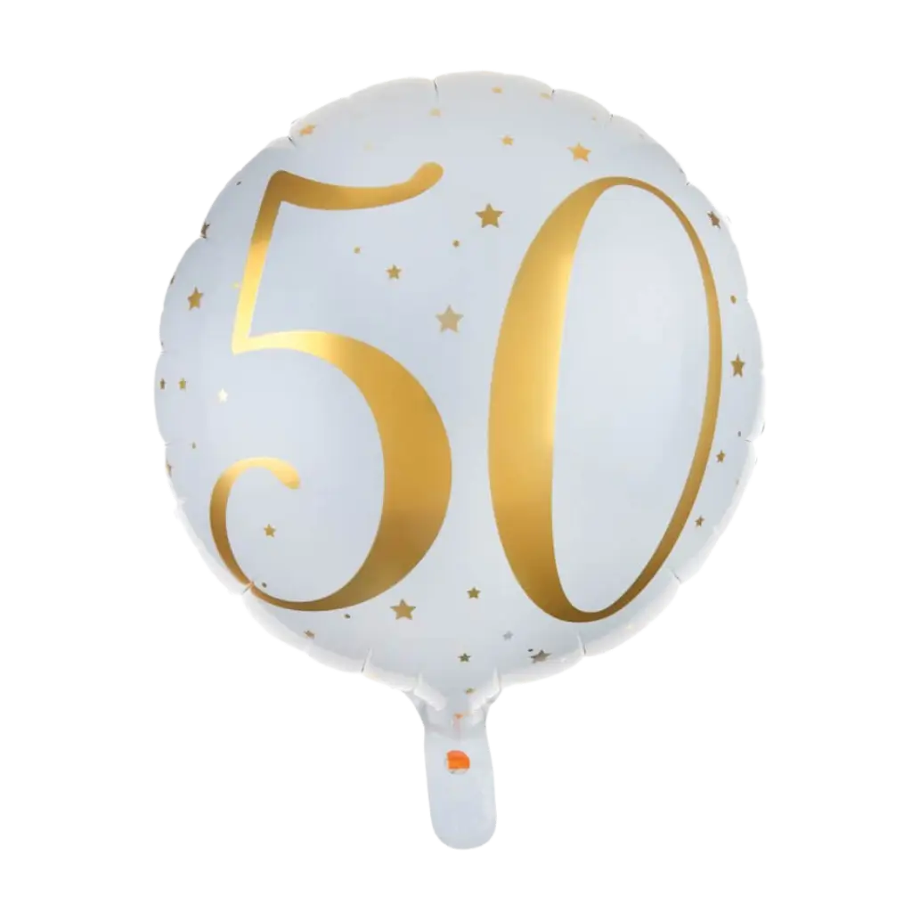 Palloncino bianco/oro 50 anni ø45cm