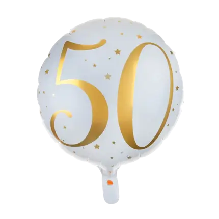 Palloncino bianco/oro 50 anni ø45cm