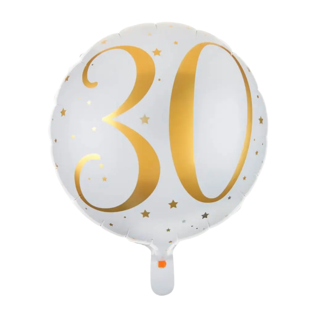 Palloncino bianco/oro 30 anni ø45cm