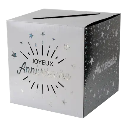 Urna di carta bianco/argento di buon compleanno