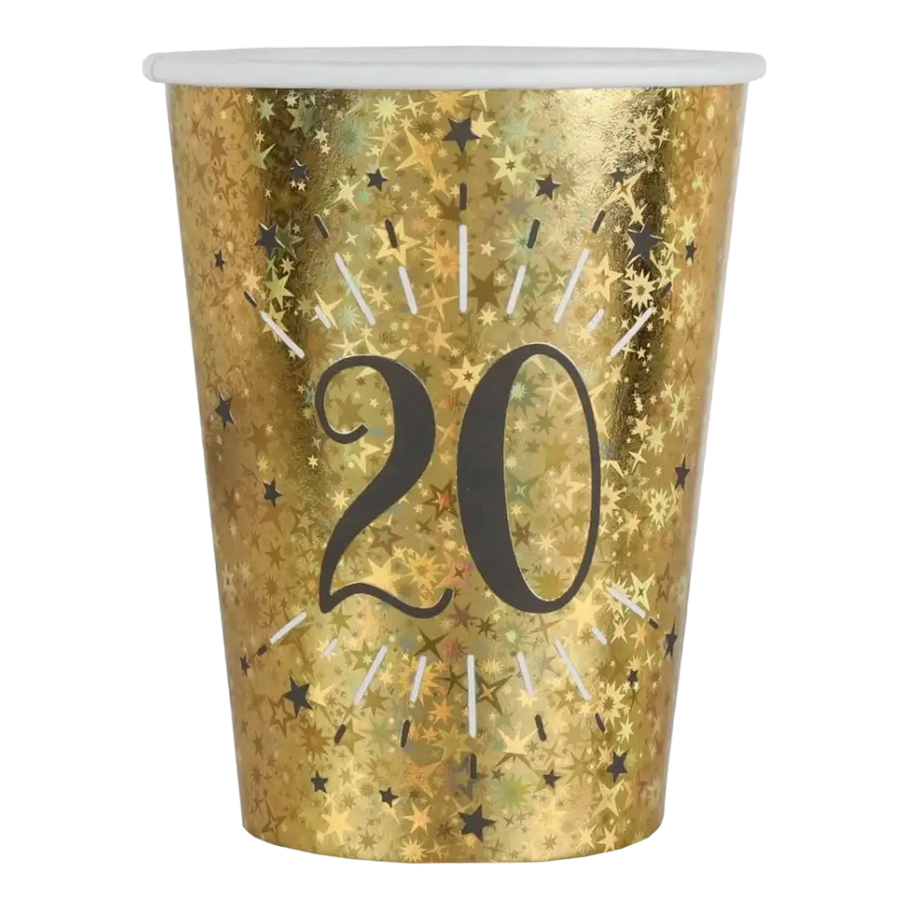 Bicchiere di carta 20 anni oro (set di 10)