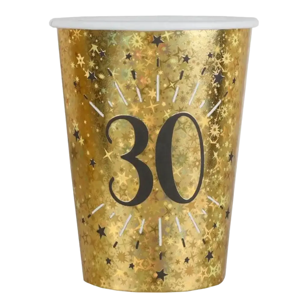 Tazza di carta 30 anni oro (set di 10)