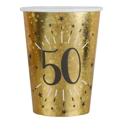 Bicchiere di carta 50 anni oro (set di 10)