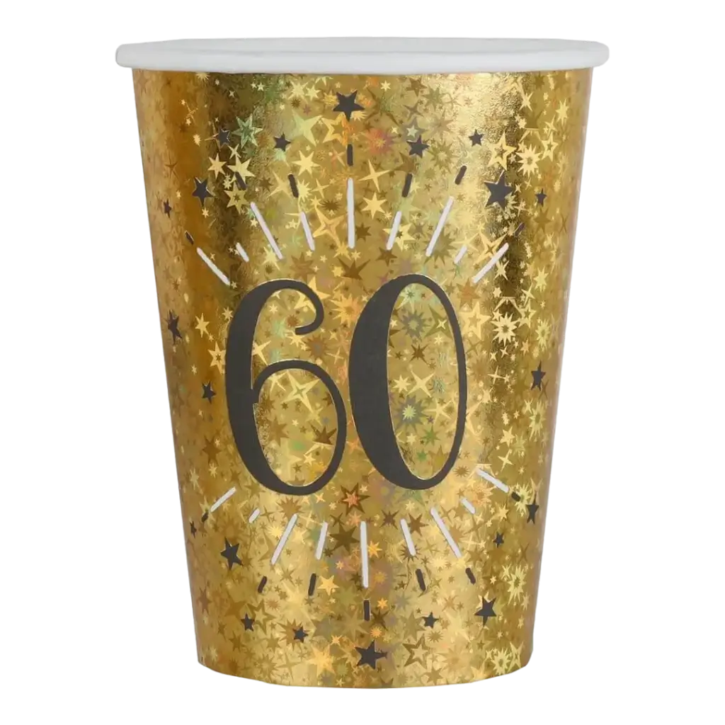 Tazza di carta 60 anni oro (set di 10)
