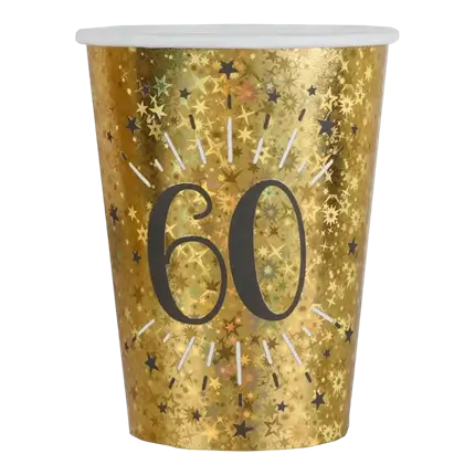 Tazza di carta 60 anni oro (set di 10)